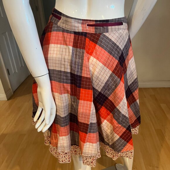 Y2K FREE PEOPLE WRAP AROUND PLAID SKIRT SIZE M MEDIUM - Picture 3 of 4